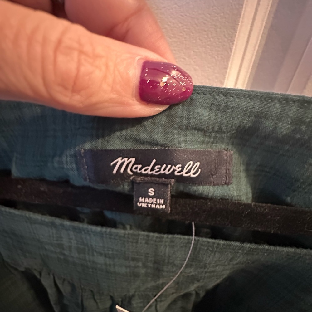 Madewell Plaid Square-Neck Peasant Top - Picture 4 of 6